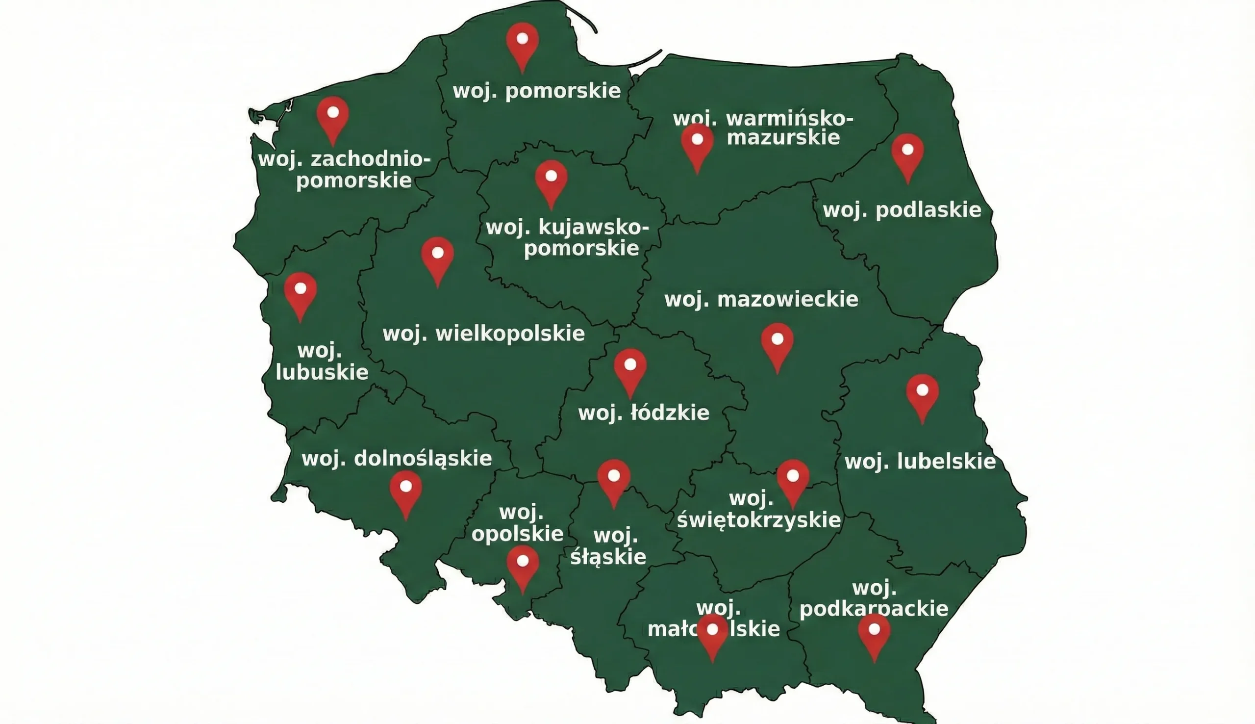 Mapa Polski - obszar działania